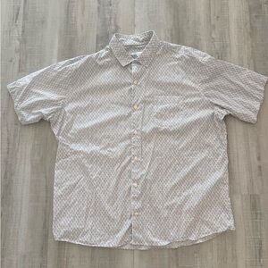 Peter Millar Short-Sleeve Button-Down Shirt — Cream with Blue & Orange Print